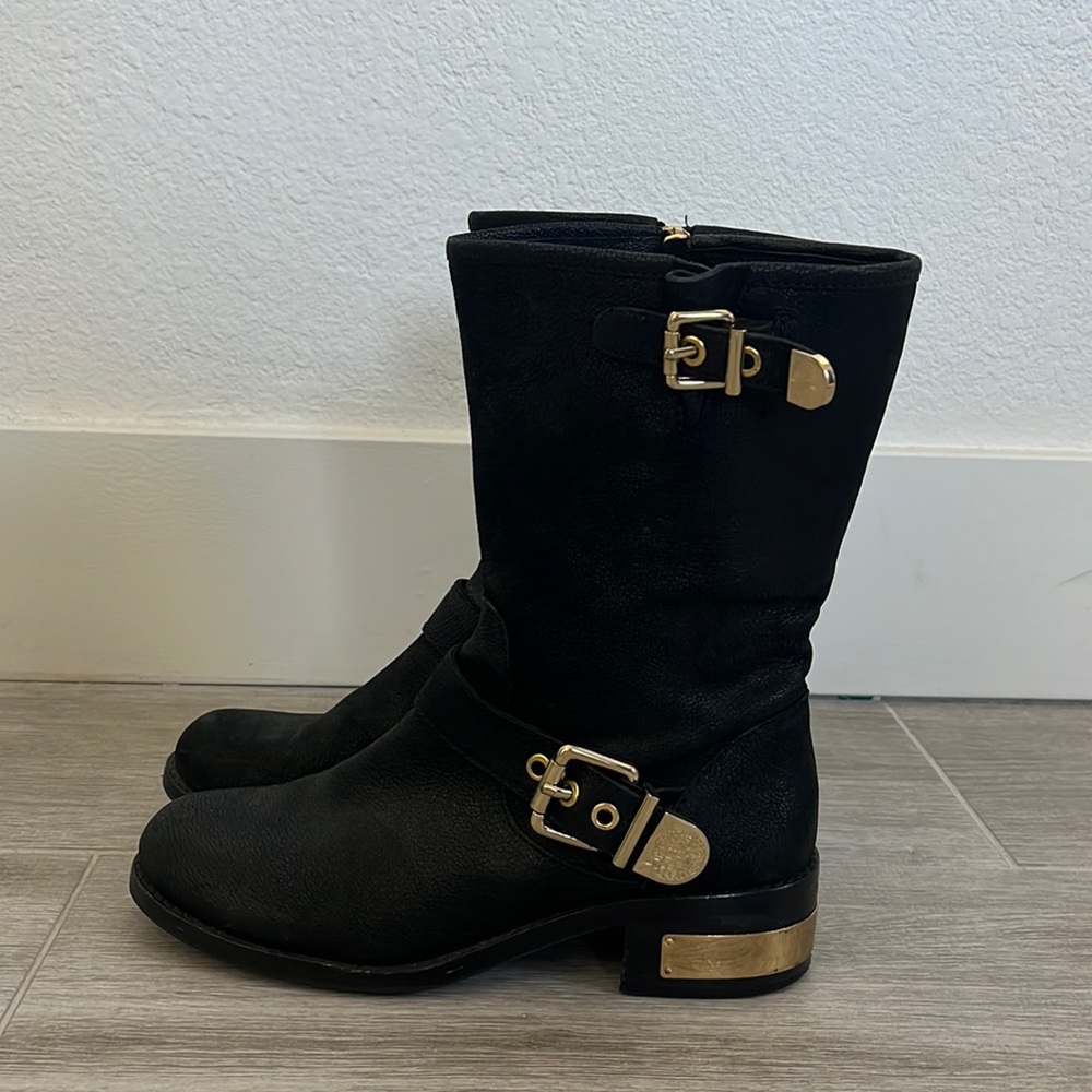 Vince Camuto Black Boots with Gold Accents